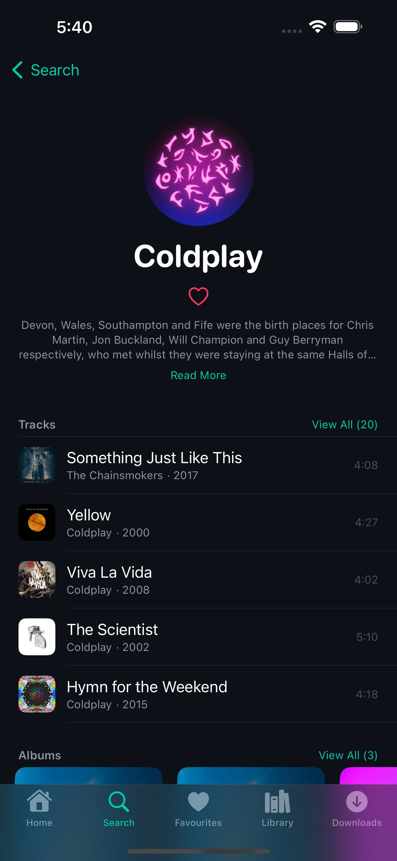 Artist detail with discography